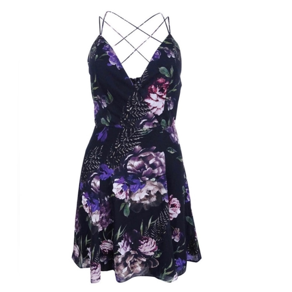 Fame &‎ Partners Floral Georgette Necklace Gown Midnight Blossom